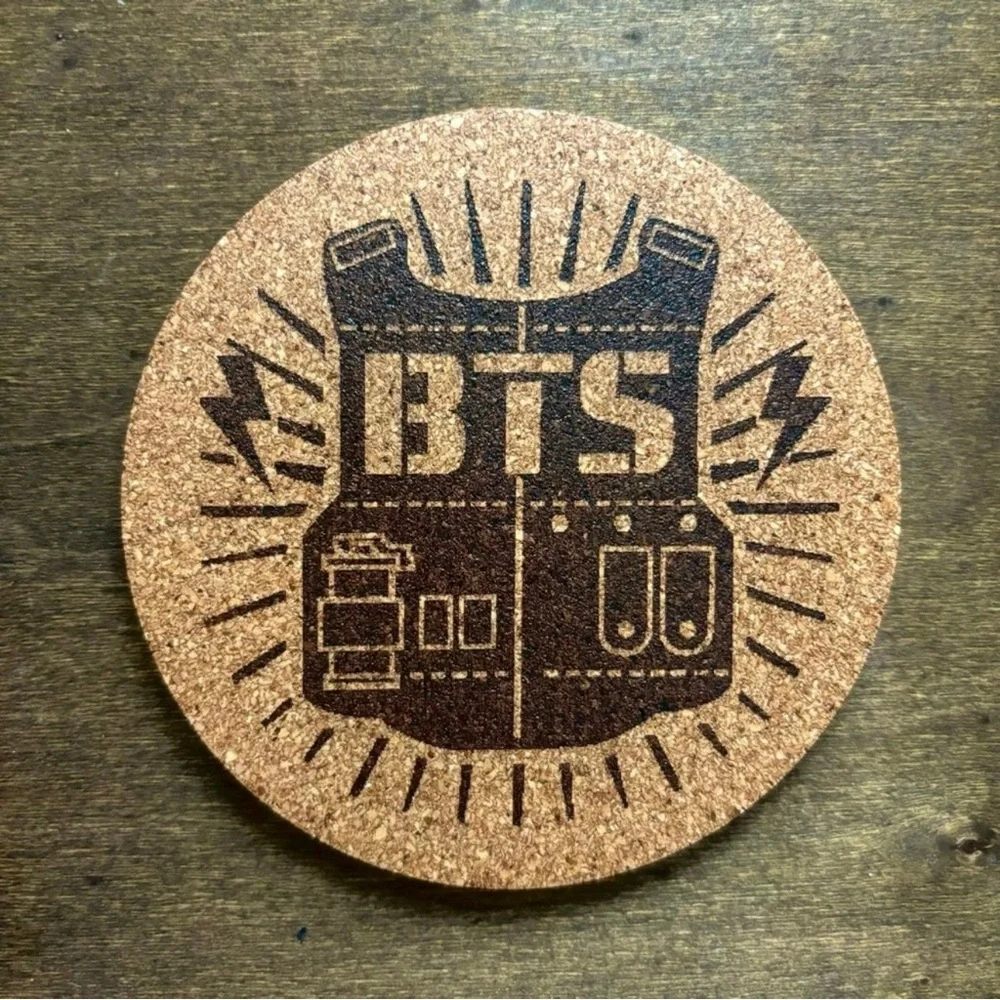 BTS Logo Laser Engraved Cork Coaster #4
